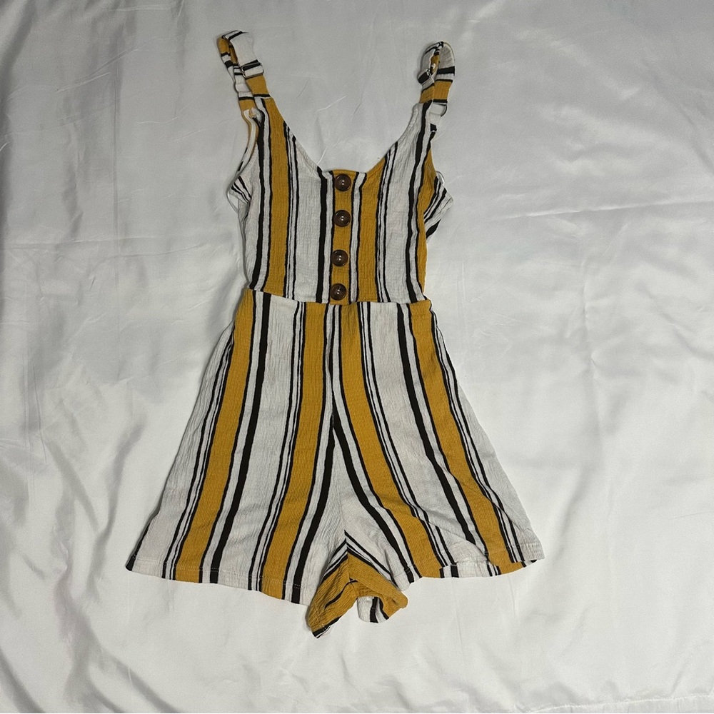 Love Tree Striped Button Romper